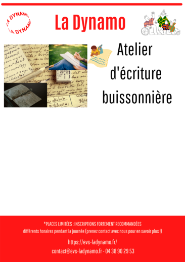 Atelier d'écriture buissonnière (à partir de 14 ans) - Commune de  Saint-Antoine l'Abbaye